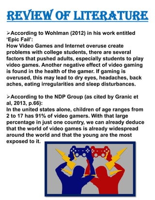 THE IMPACT OF VIDEO GAMES ON CHILDREN AND YOUTH | PDF
