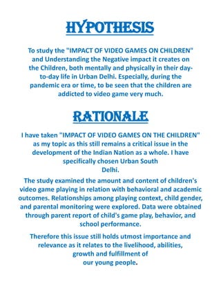 Impact of Videogames on Children - 1652 Words