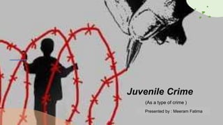 Juvenile Crime
(As a type of crime )
Presented by : Meeram Fatima
 