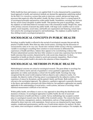 Sociology and application in public health