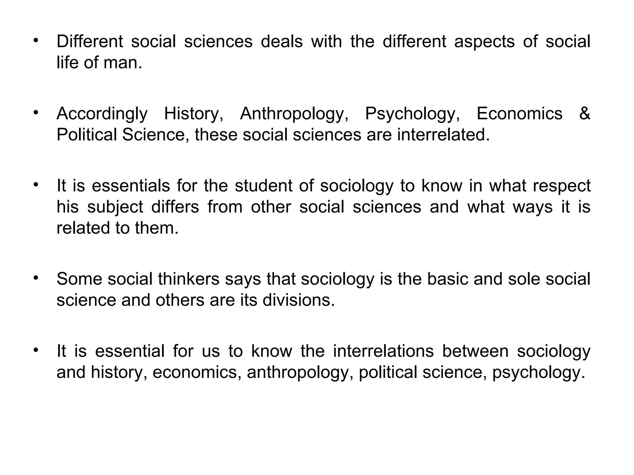 Sociology and its difference with other social sciences | PPT