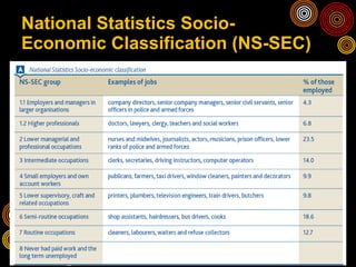 National Statistics Socio- Economic Classification (NS-SEC) 