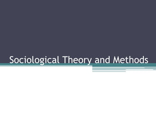 Sociological Theory and Methods
 