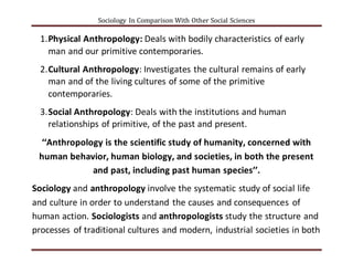 Sociology in comparison with other social sciences | DOCX