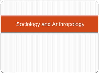 Sociology and Anthropology
 