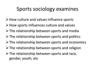 Sport Influence Sociology of sports | PPTX