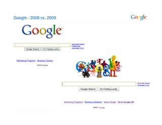 Google - 2008 vs. 2009




                         Google Confidential and Proprietary
 
