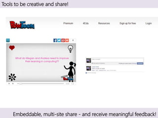Tools to be creative and share!
Embeddable, multi-site share - and receive meaningful feedback!
 