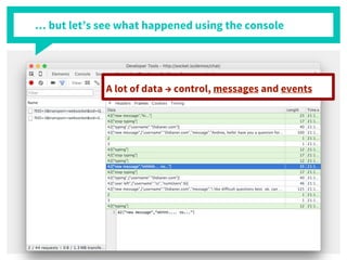 … but let’s see what happened using the console
A lot of data → control, messages and events
 
