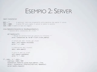 socket e SocketServer: il framework per i server Internet in Python | PDF
