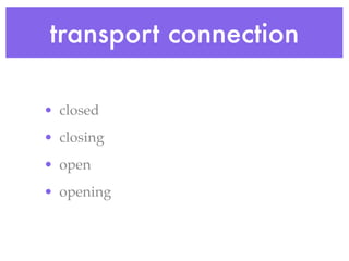 transport connection

• closed
• closing
• open
• opening
 
