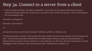Step 3a. Connect to a server from a client
 