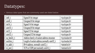 Datatypes:
 