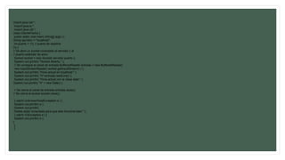 import java.net.*;
import java.io.*;
import java.util.*;
class ClienteFecha {
public static void main( String[] args ) {
String servidor = "localhost";
int puerto = 13; // puerto de daytime
try {
// Se abre un socket conectado al servidor y al
// puerto estándar de echo
Socket socket = new Socket( servidor,puerto );
System.out.println( "Socket Abierto." );
// Se consigue el canal de entrada BufferedReader entrada = new BufferedReader(
new InputStreamReader( socket.getInputStream() ) );
System.out.println( "Hora actual en localhost:" );
System.out.println( "t"+entrada.readLine() );
System.out.println( "Hora actual con la clase date:" );
System.out.println( "t" + new Date() );
// Se cierra el canal de entrada entrada.close();
// Se cierra el socket socket.close();
} catch( UnknownHostException e ) {
System.out.println( e );
System.out.println(
“Debes estar conectado para que esto funcione bien." );
} catch( IOException e ) {
System.out.println( e );
}
}
}
 