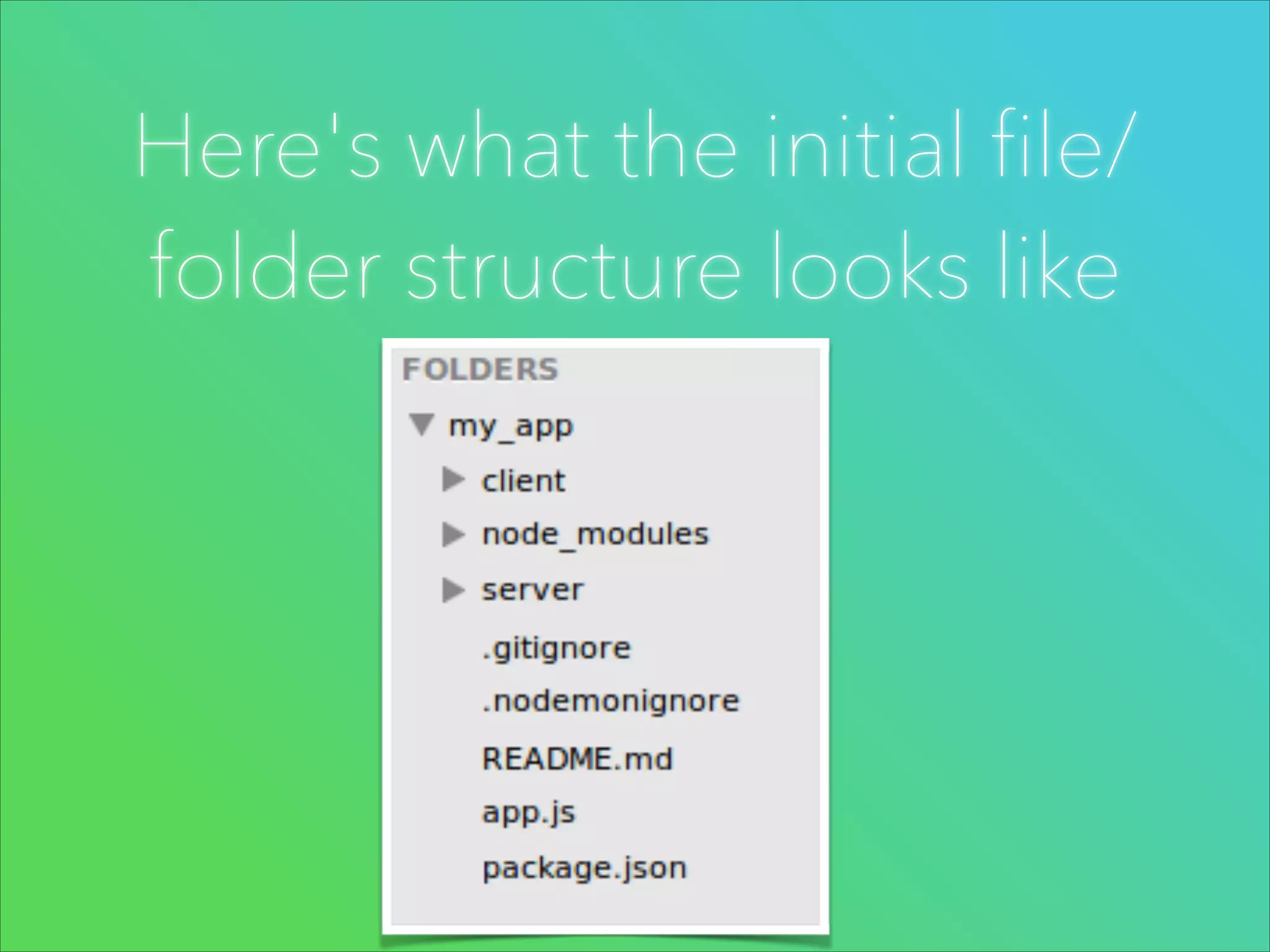 Here's what the initial file/
folder structure looks like

 