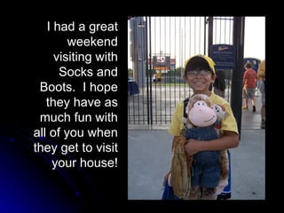 I had a great weekend visiting with Socks and Boots.  I hope they have as much fun with all of you when they get to visit your house! 