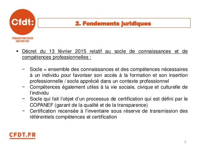 Le Socle De Competences Et De Connaissances Professionnelles