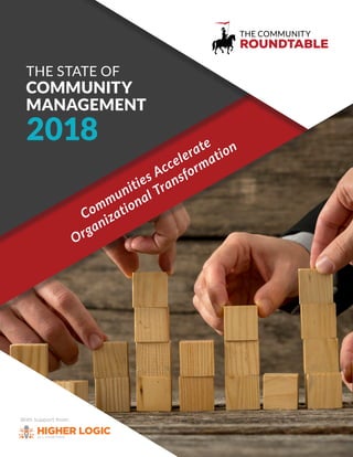 With support from:
THE STATE OF
COMMUNITY
MANAGEMENT
2018
Communities Accelerate
Organizational Transformation
 