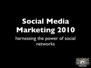 Social Media
Marketing 2010
harnessing the power of social
          networks
 