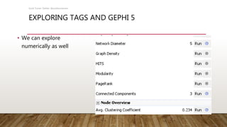 EXPLORING TAGS AND GEPHI 5
• We can explore
numerically as well
Scott Turner Twitter: @scottturneruon
 
