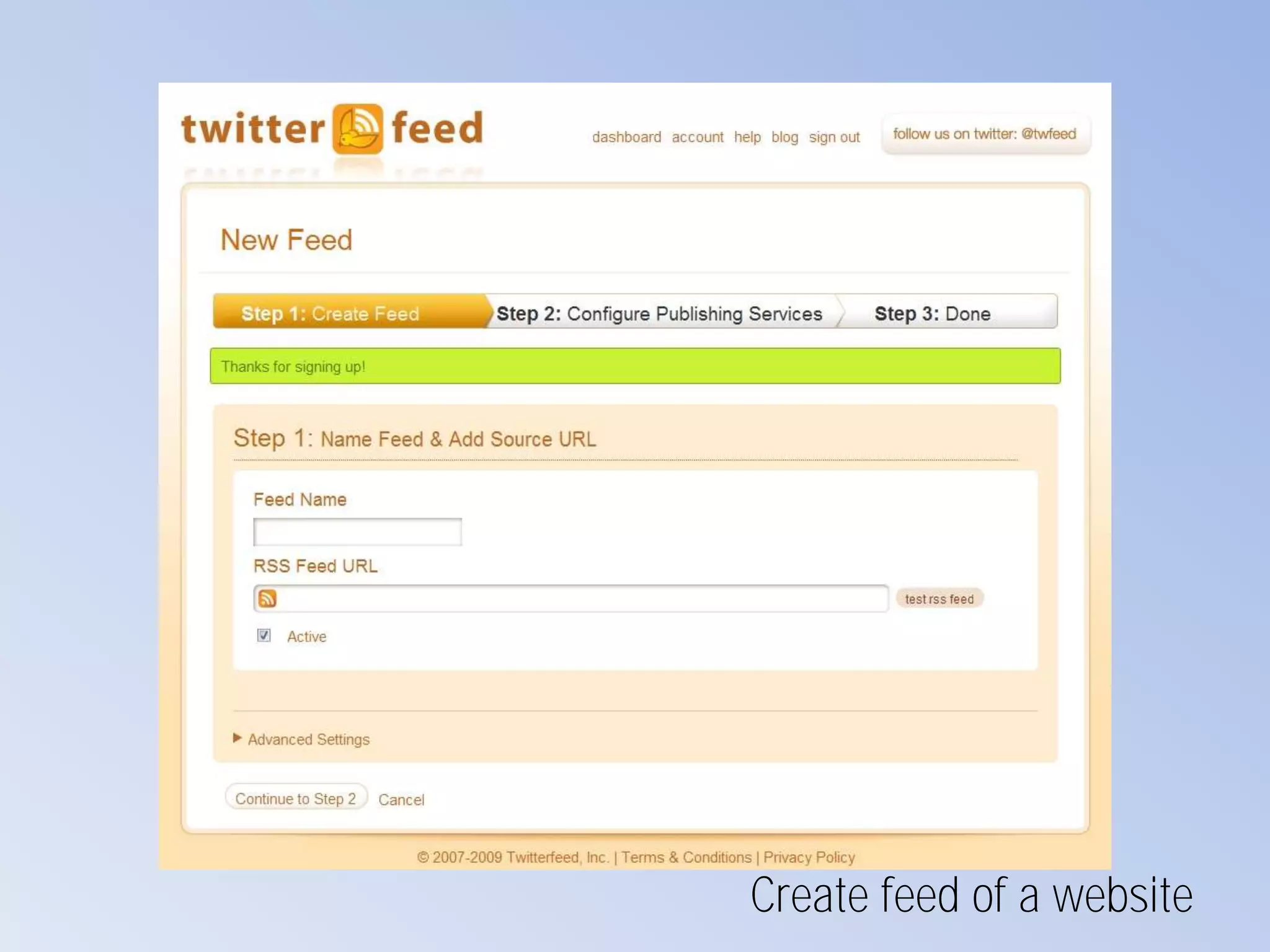 Create feed of a website
 