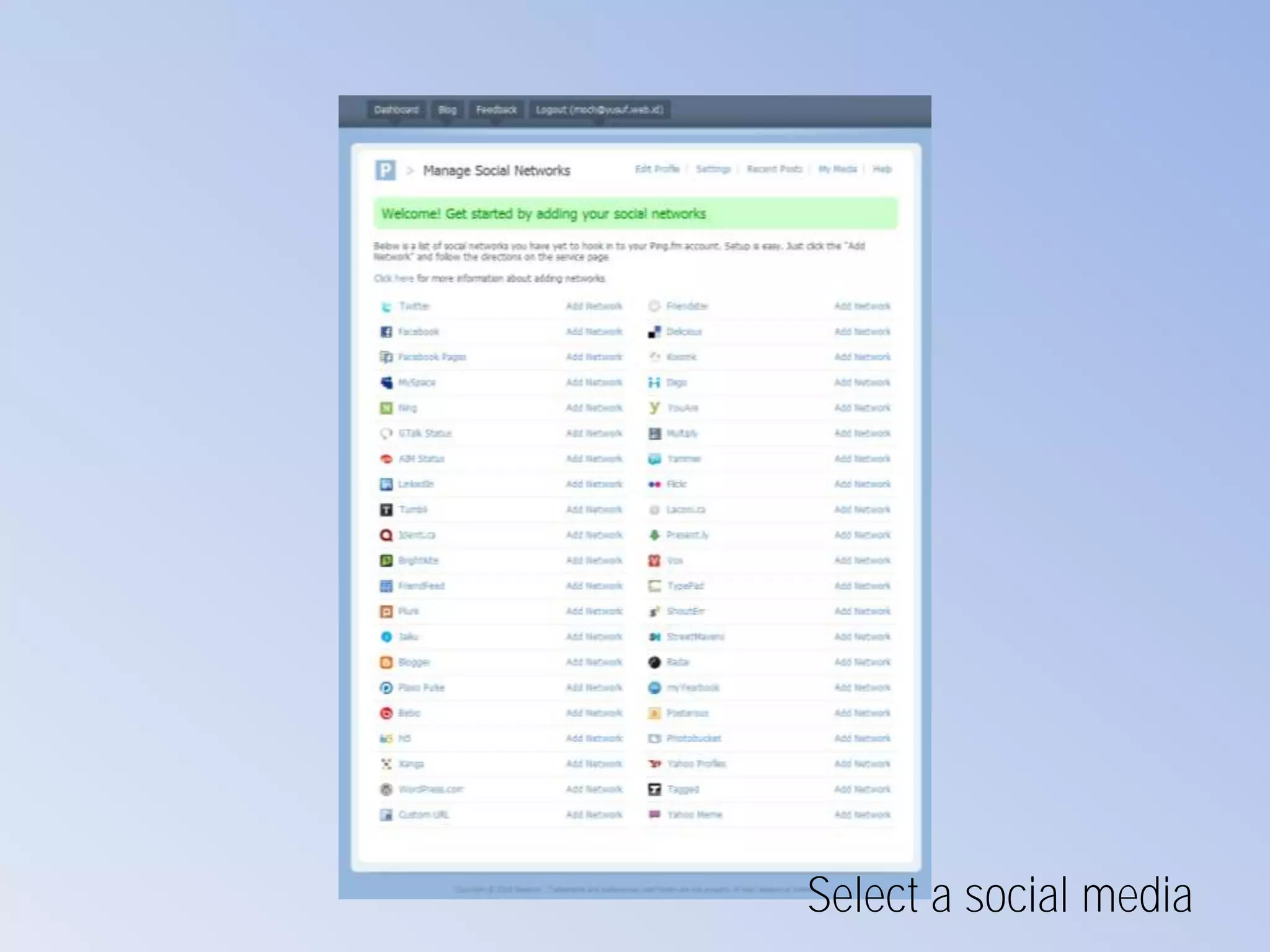 Select a social media
 