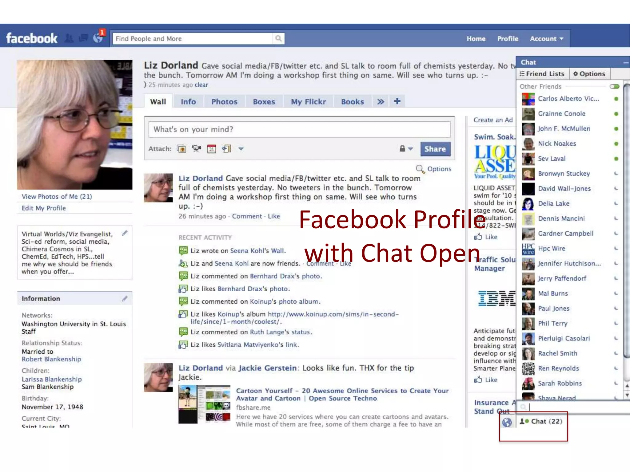 Facebook Profile with Chat Open
