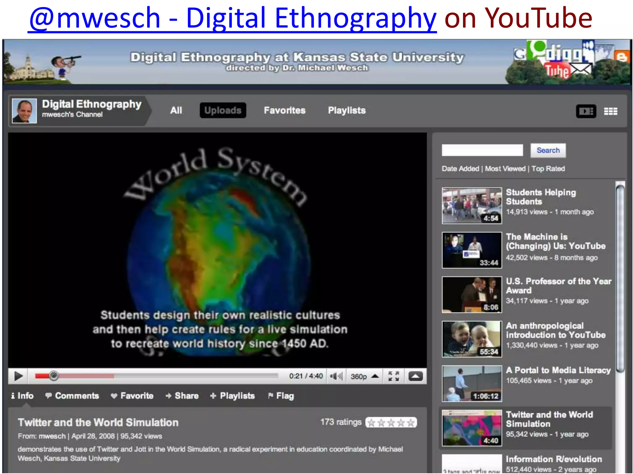 @mwesch - Digital Ethnography on YouTube