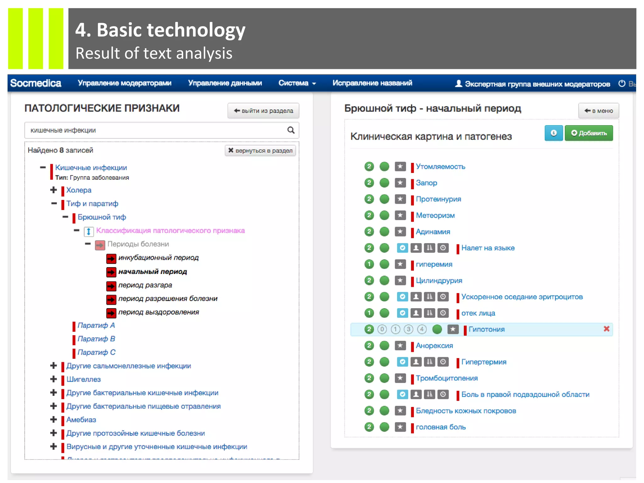 4. Basic technology
Result of text analysis
 