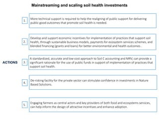 Enhancing investment in soil health and carbon storage: Frontiers for linking finance and carbon accounting