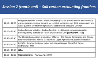 Enhancing investment in soil health and carbon storage: Frontiers for linking finance and carbon accounting