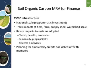 Enhancing investment in soil health and carbon storage: Frontiers for linking finance and carbon accounting