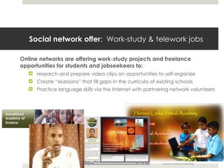 Social network offer :  Work-study & telework jobs <ul><li>Online networks are offering work-study projects and freelance ...