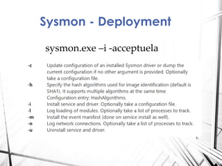 sysmon.exe –i -acceptuela
Sysmon - Deployment
 