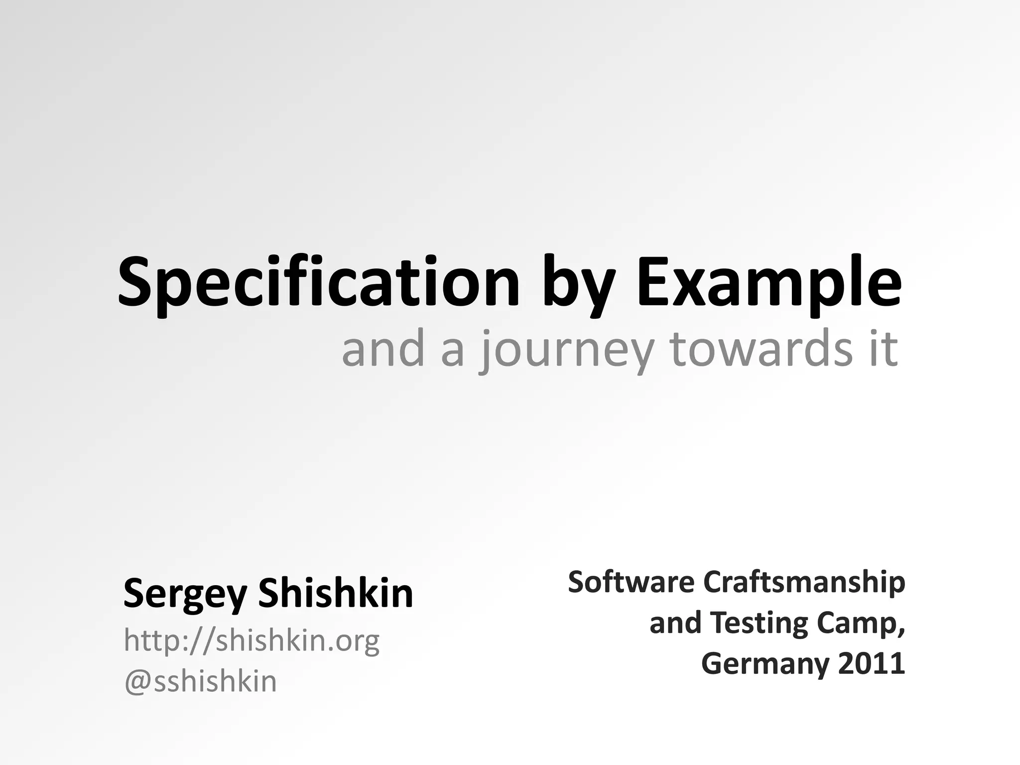 Specification by Example | PPTX | Web Development | Internet