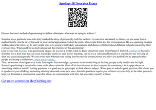 Socrates Apology Essay | PPT