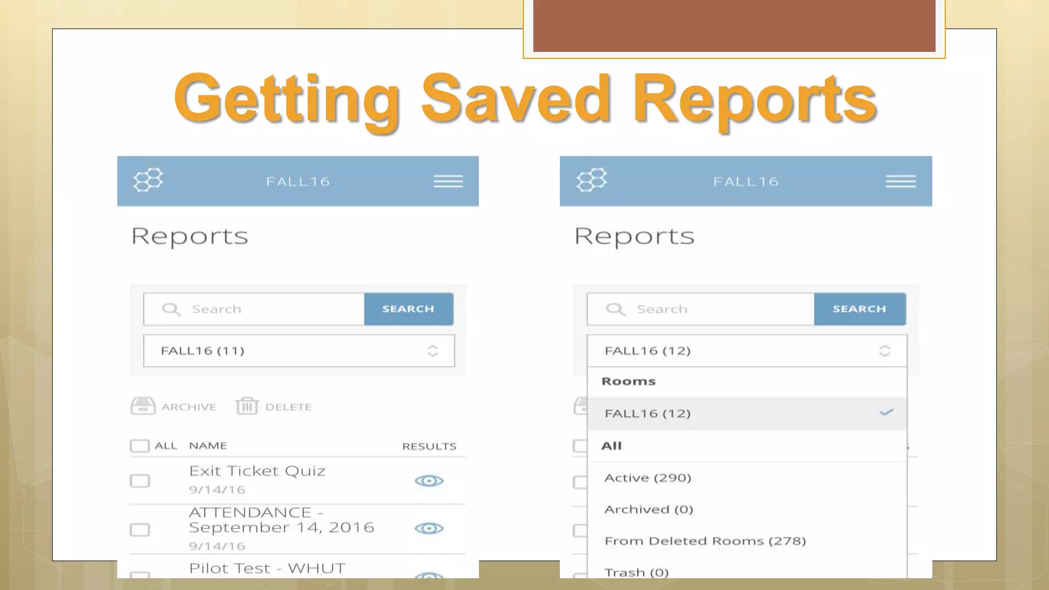 Getting Saved Reports
 