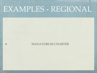 EXAMPLES - REGIONAL



      WANA FORUM CHARTER
 
