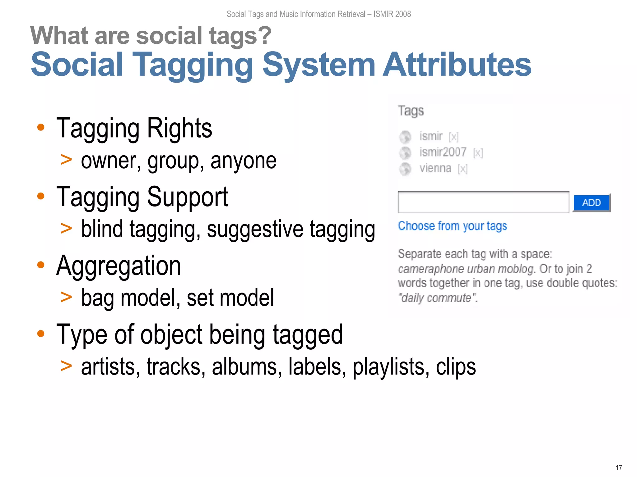 Social Tagging Example Social Tags and Music Information Retrieval (Part I) | ODP