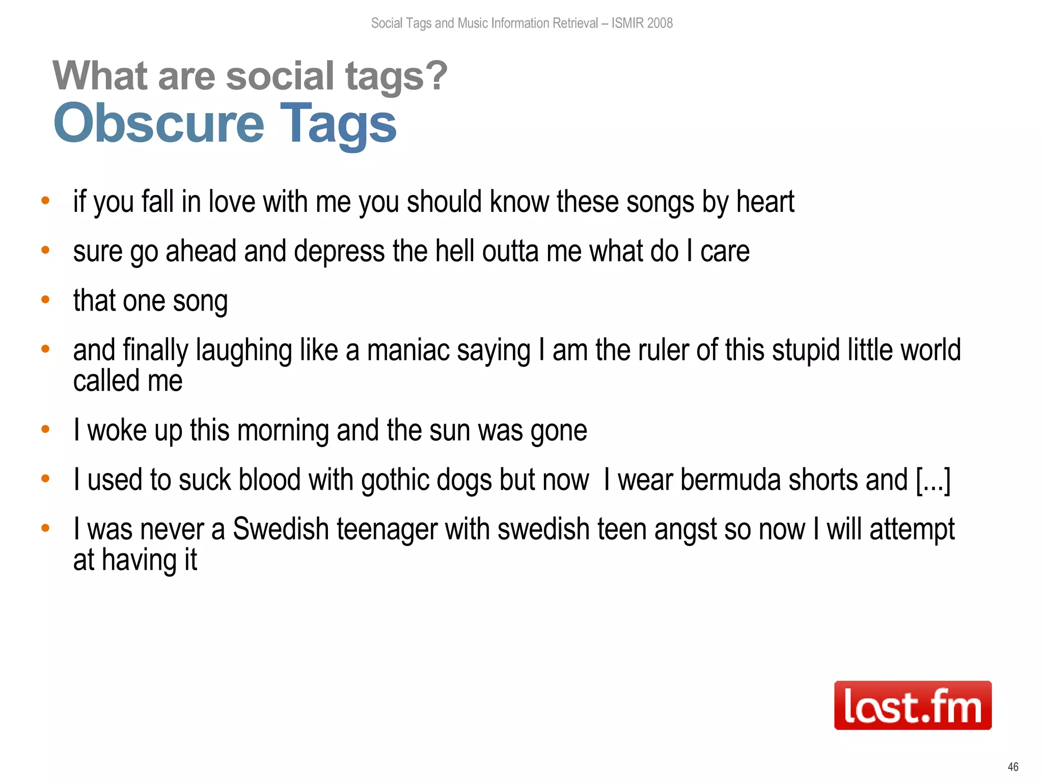 Social Tags and Music Information Retrieval (Part I) | ODP