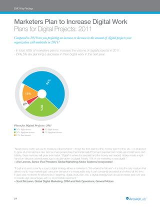 6%
           11%
DMO Key Findings



                 %                         6
Marketers Plan to Increase Digital Work...