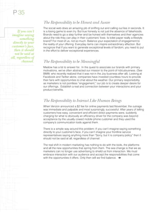 P 35
                     The Responsibility to be Honest and Aware
                     The social web does an amazing jo...