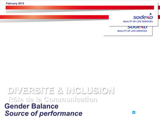 DIVERSITE & INCLUSION
Rôle de la Communication
Gender Balance
Source of performance
February 2015
 