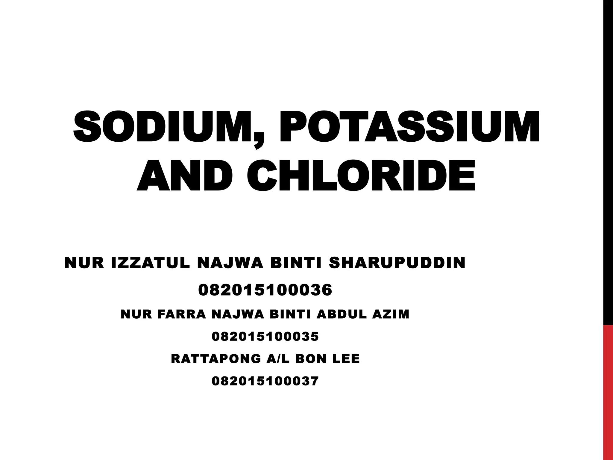 Sodium, potassium and chloride PPT