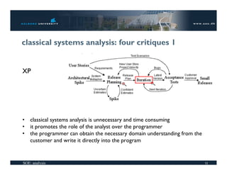 classical systems analysis: four critiques 1


XP




•   classical systems analysis is unnecessary and time consuming
•  ...