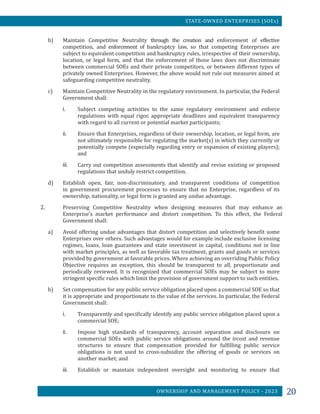 STATE OWNED ENTERPRISES (SOEs) OWNERSHIP POLICY | PDF