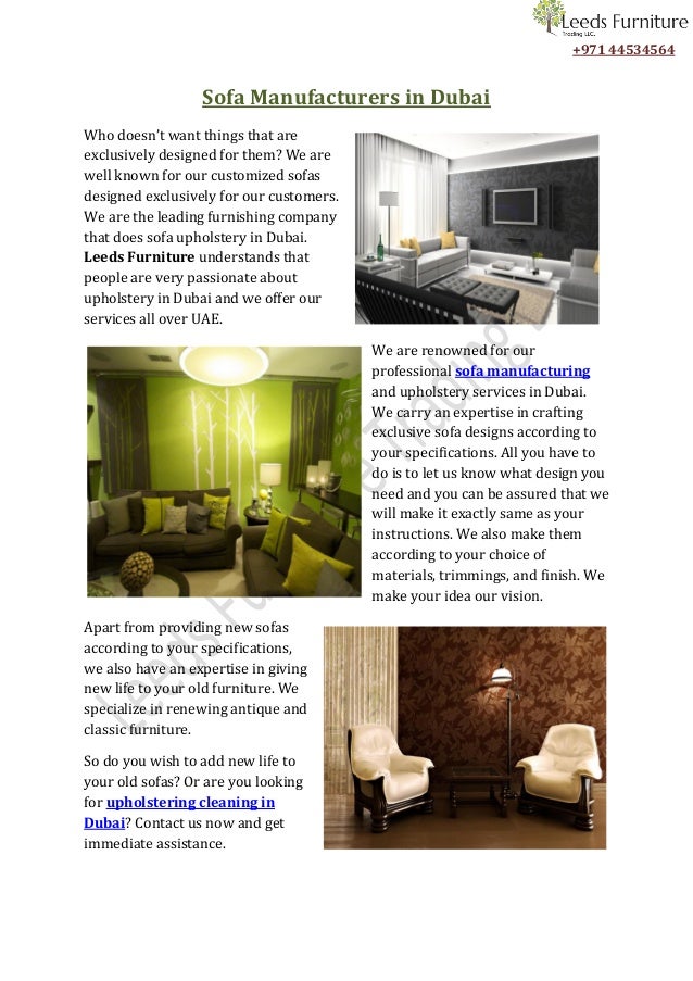 Sofa Manufacturers In Dubai