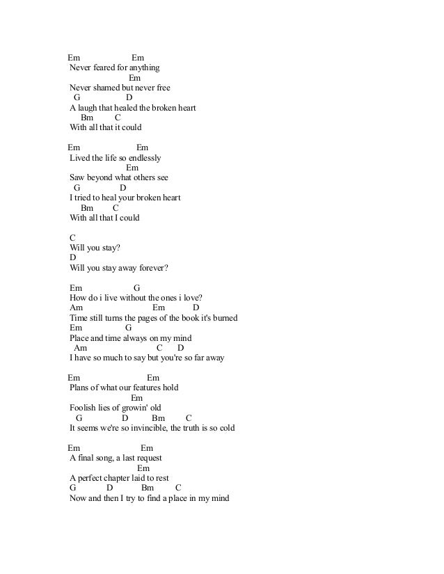Chord Lagu Avenged So Far Away Chord Walls