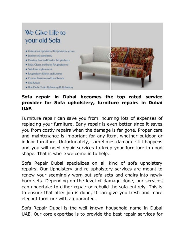 Sofa Repair In Dubai Becomes The Top Rated Service Provider For Sofa