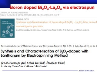 Boron doped Bi2O3-La2O3 via electrospun




                                Prof.Dr. İbrahim USLU
 